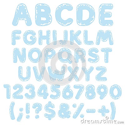 Alphabet, letters, numbers and signs made of plastic, polyethylene, cellophane. Vector Illustration